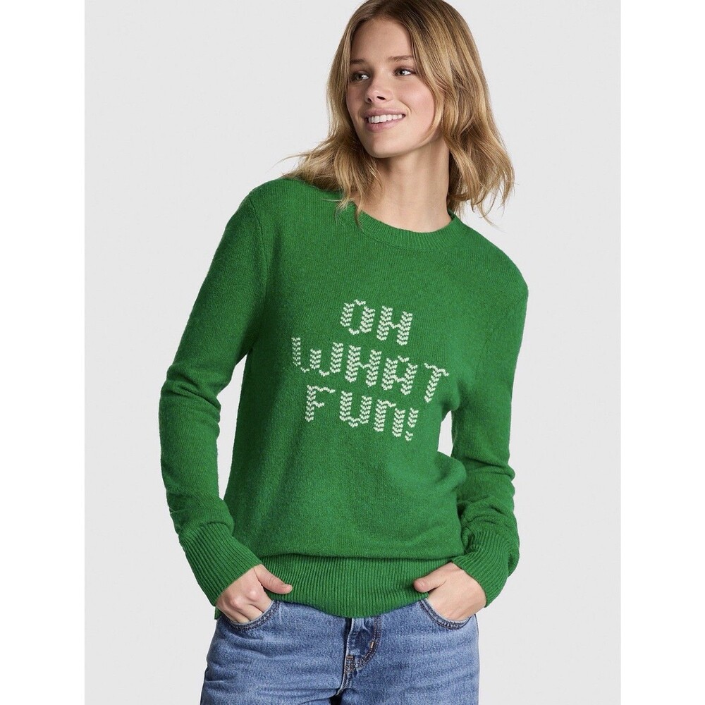 PINK Victoria Secret Woman's Oh What Fun Sweater Green XXL NWT